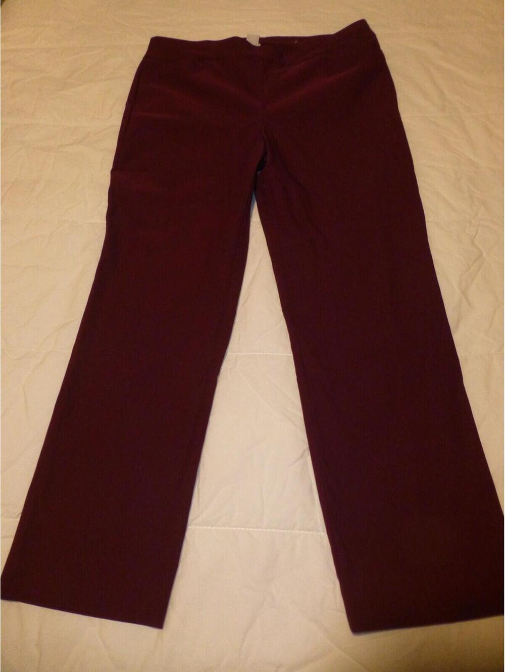 Chico's So Slimming Burgundy Pull-On Pants Women's 2P Petite Straight Leg J4